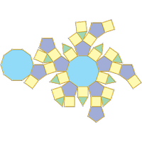 Parabidiminished rhombicosidodeca. (J80)